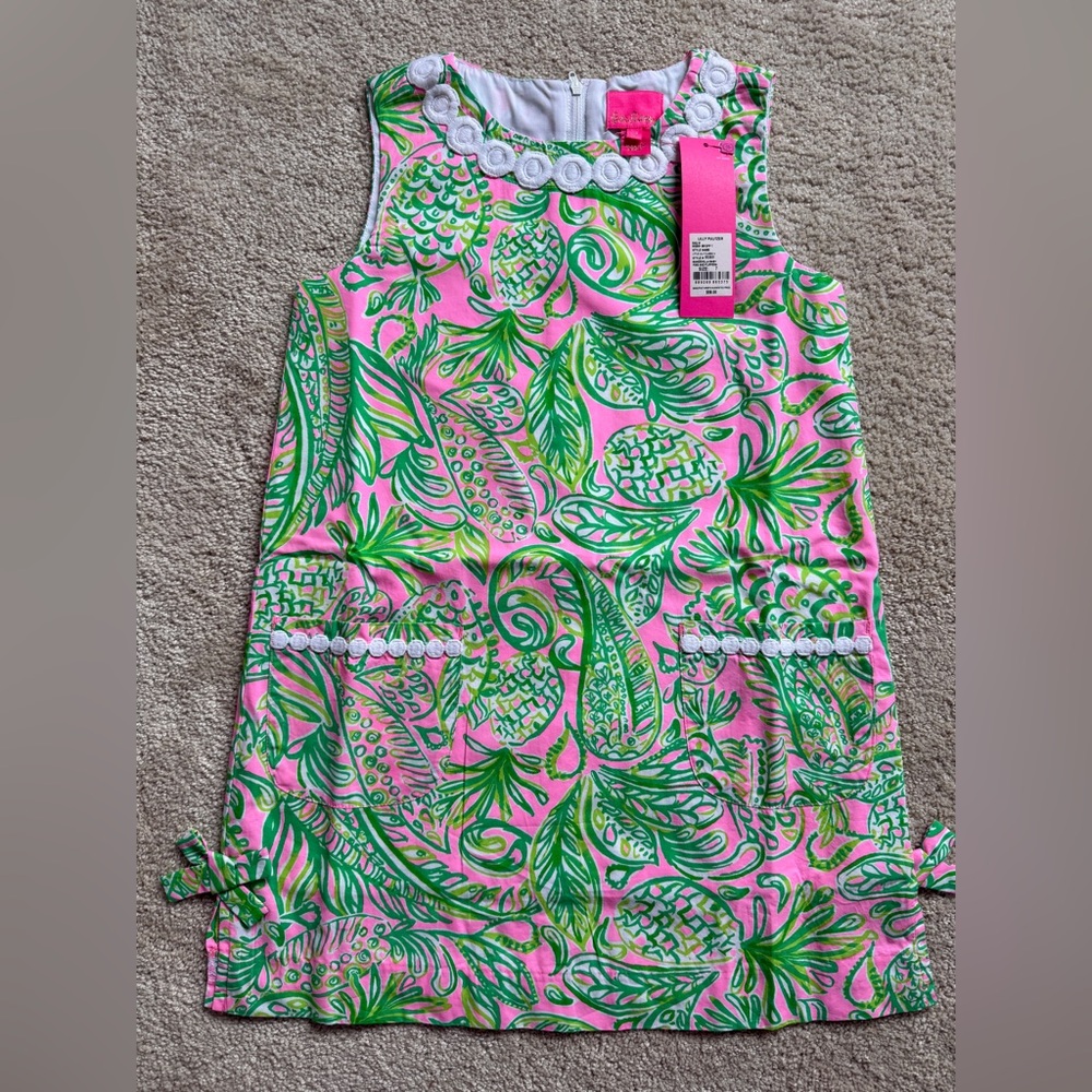 Lilly Pulitzer Pink and Green Floral shift Dress. Girls size 7 brand new tags.